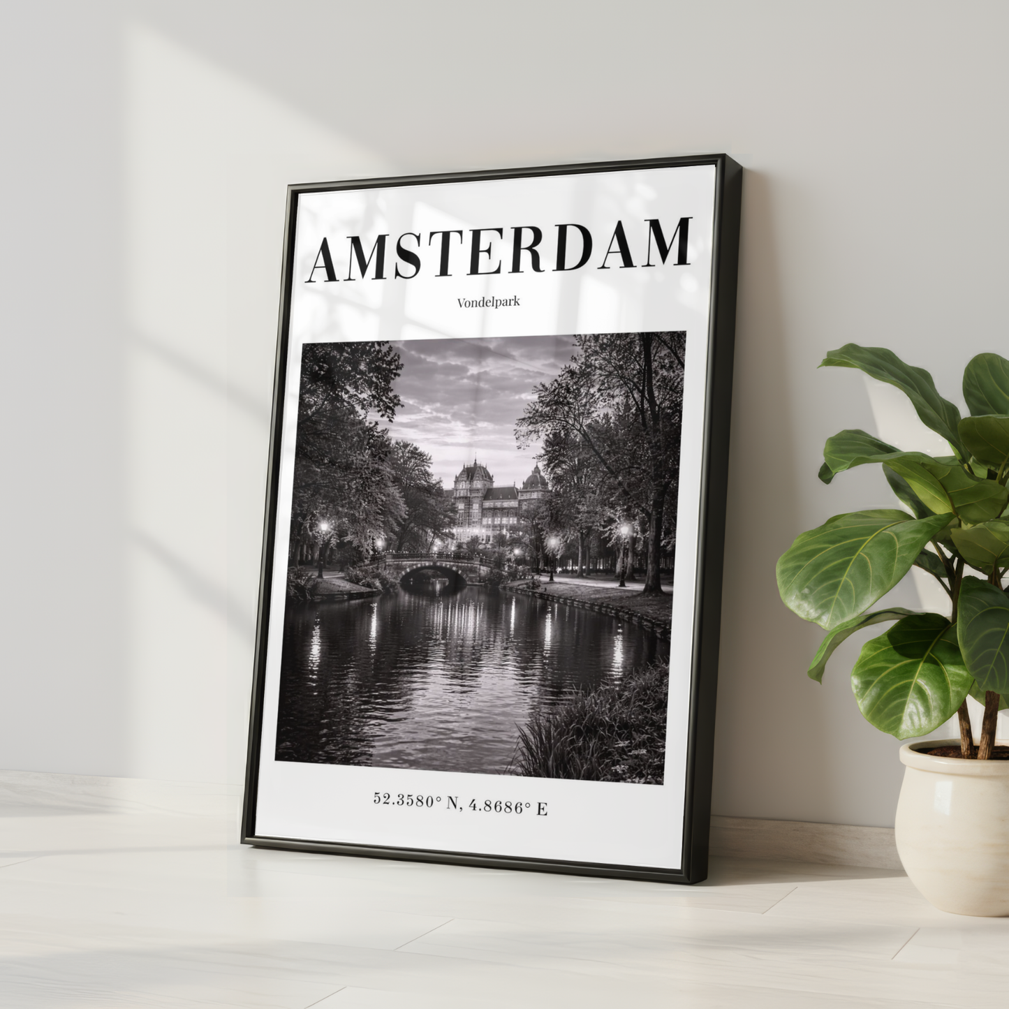 Amsterdam Vondelpark Monochrome Poster