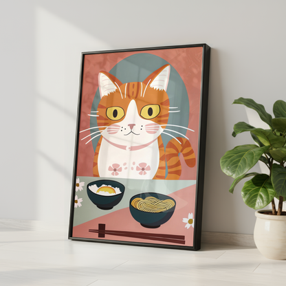 Cute Cat Noodle Print