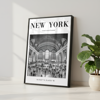 New York Grand Central Terminal Monochrome Poster