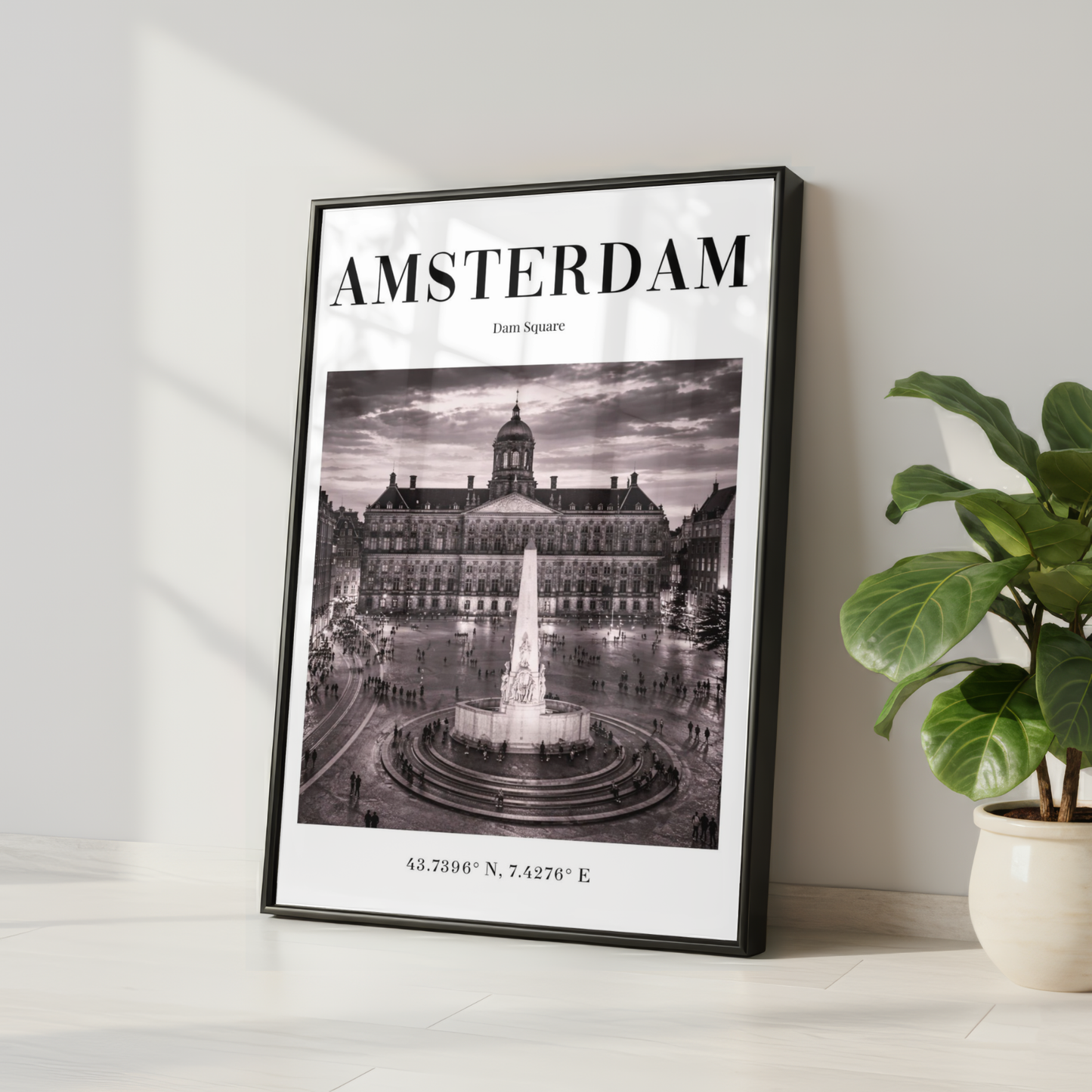 Amsterdam Dam Square Monochrome Poster