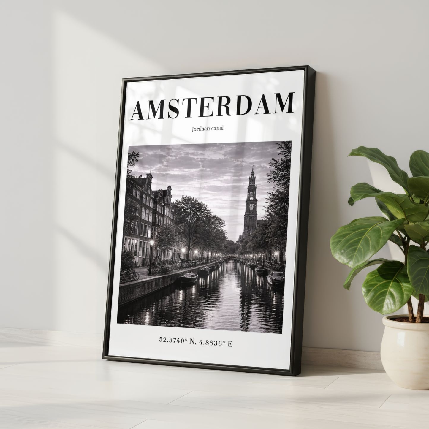 Amsterdam Jordaan Canal Monochrome Poster