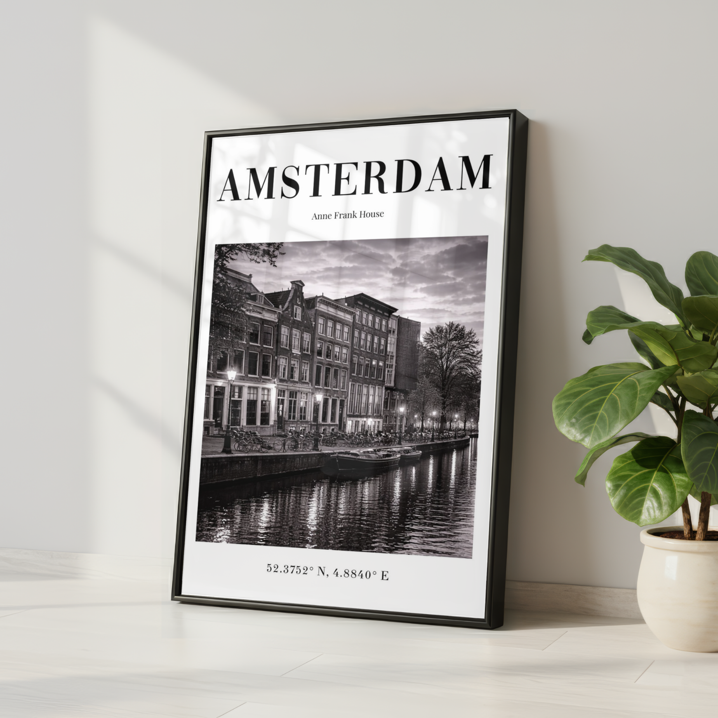 Amsterdam Anne Frank House Monochrome Poster