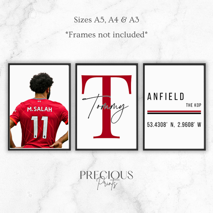 Set of 3 Personalised Mo Salah Prints