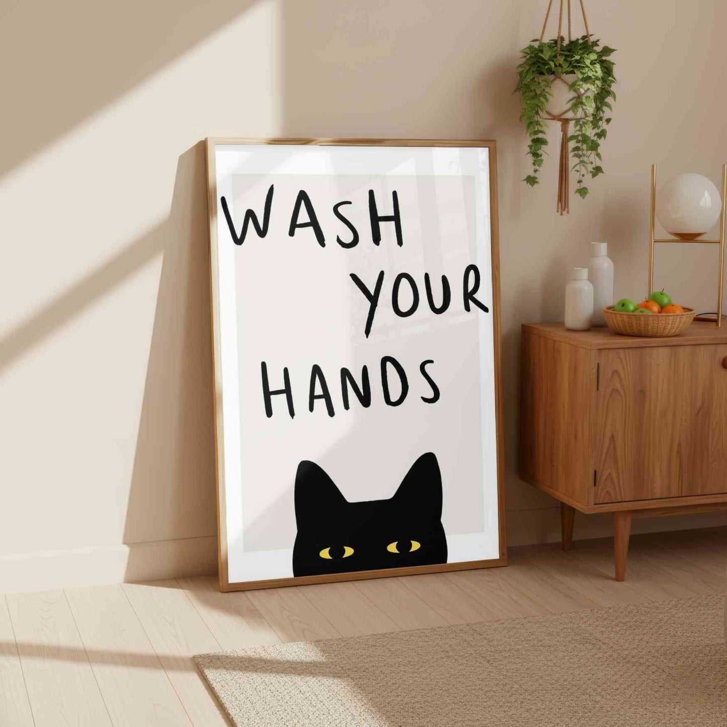 Funny Cat Bathroom Print - Wash Your Hands