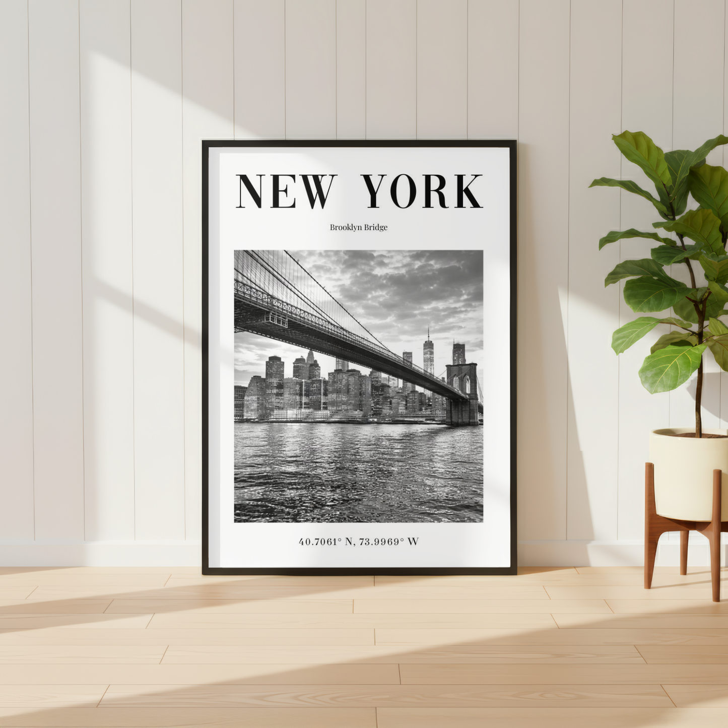 New York Brooklyn Bridge Monochrome Poster