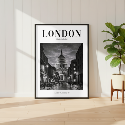 London St Pauls Cathedral Monochrome Poster