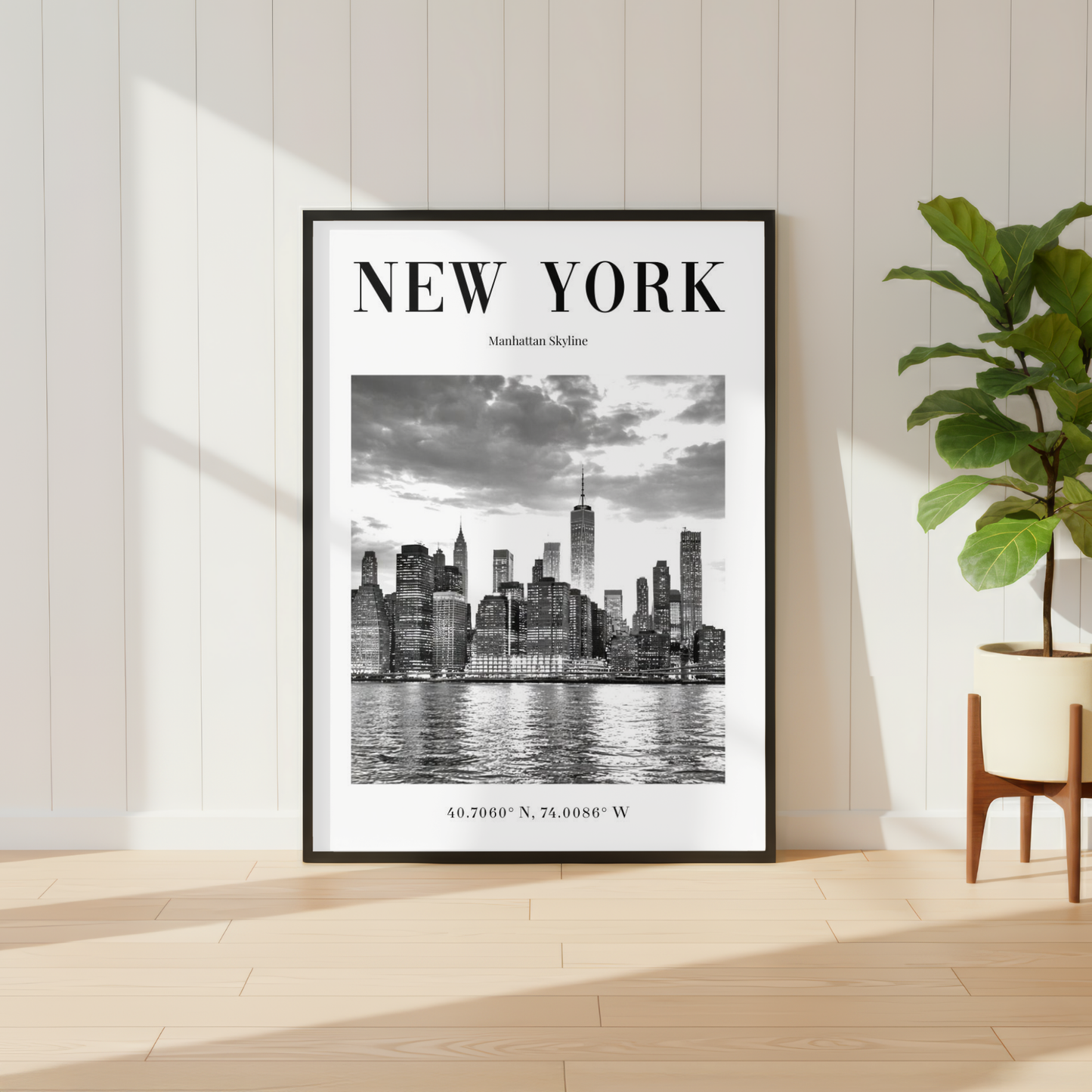 New York Manhattan Skyline Monochrome Poster