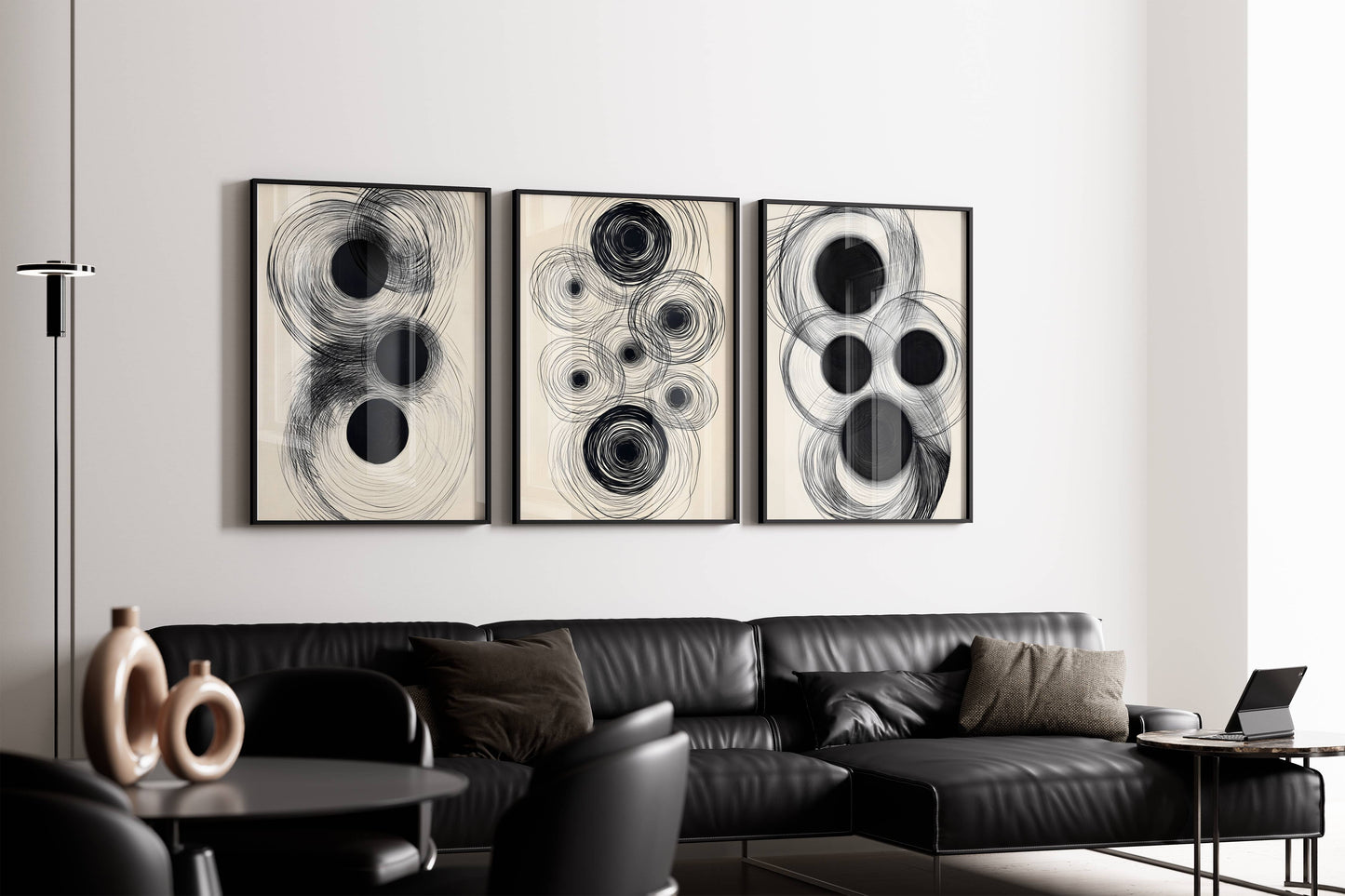 Set of 3 Dark Modern Swirls