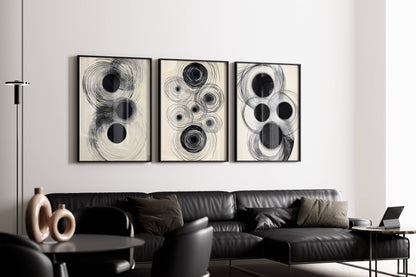 Set of 3 Dark Modern Swirls
