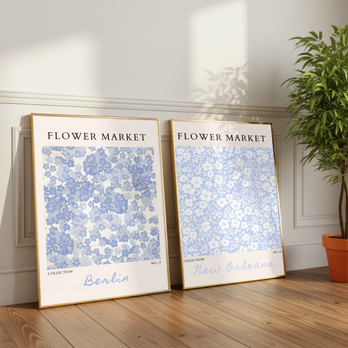 Set of 2 - Berlin & New Orleans Flower Market Prints