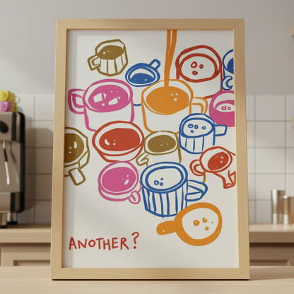 Colourful Coffee Cups Print