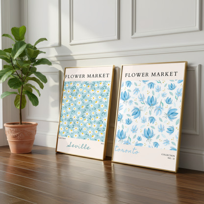 Set of 2 - Toronto & Seville Flower Market Prints