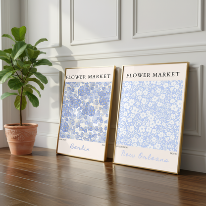 Set of 2 - Berlin & New Orleans Flower Market Prints