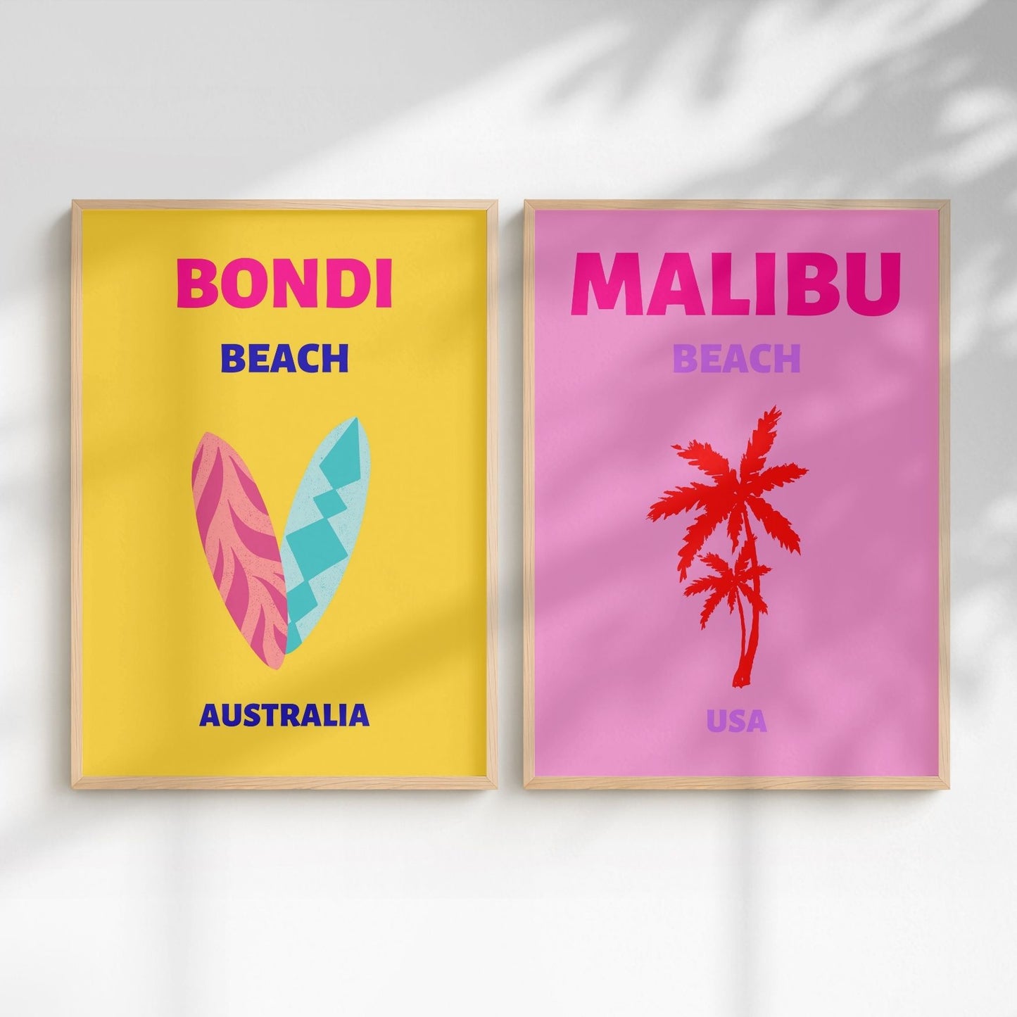 Preppy Coastal Prints Set of 2 Pink Malibu + Yellow Bondi