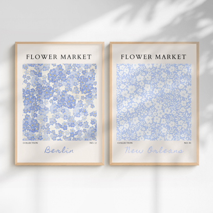 Set of 2 - Berlin & New Orleans Flower Market Prints
