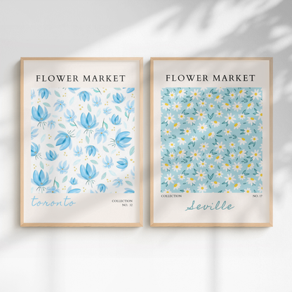 Set of 2 - Toronto & Seville Flower Market Prints