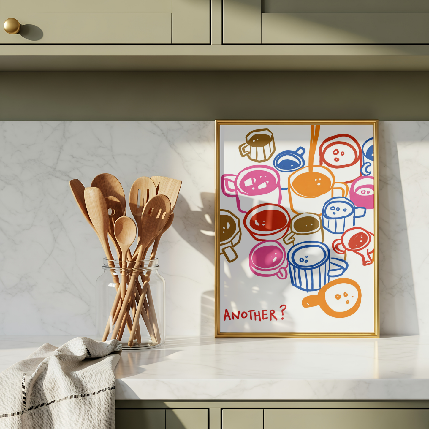 Colourful Coffee Cups Print