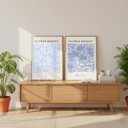 Set of 2 - Berlin & New Orleans Flower Market Prints
