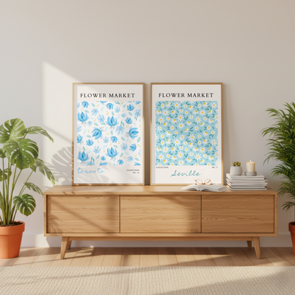 Set of 2 - Toronto & Seville Flower Market Prints