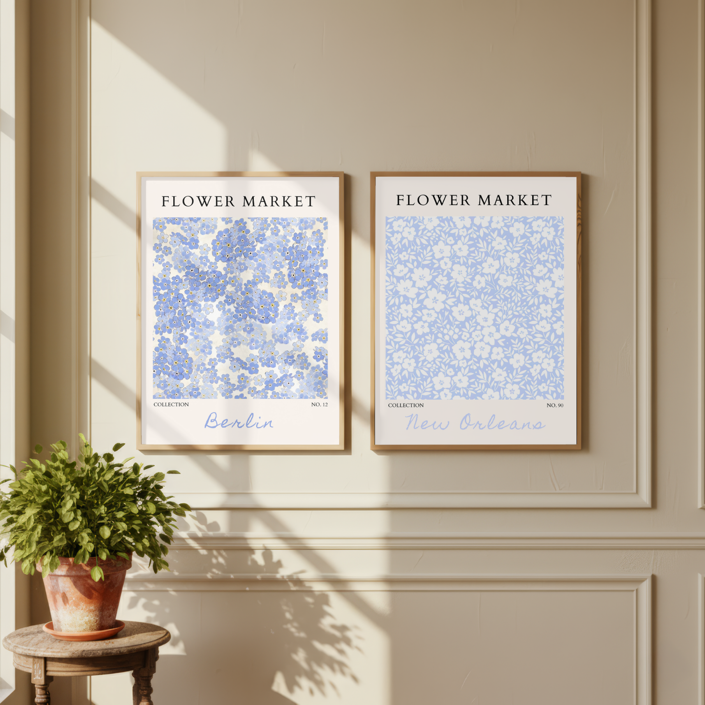 Set of 2 - Berlin & New Orleans Flower Market Prints