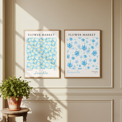Set of 2 - Toronto & Seville Flower Market Prints