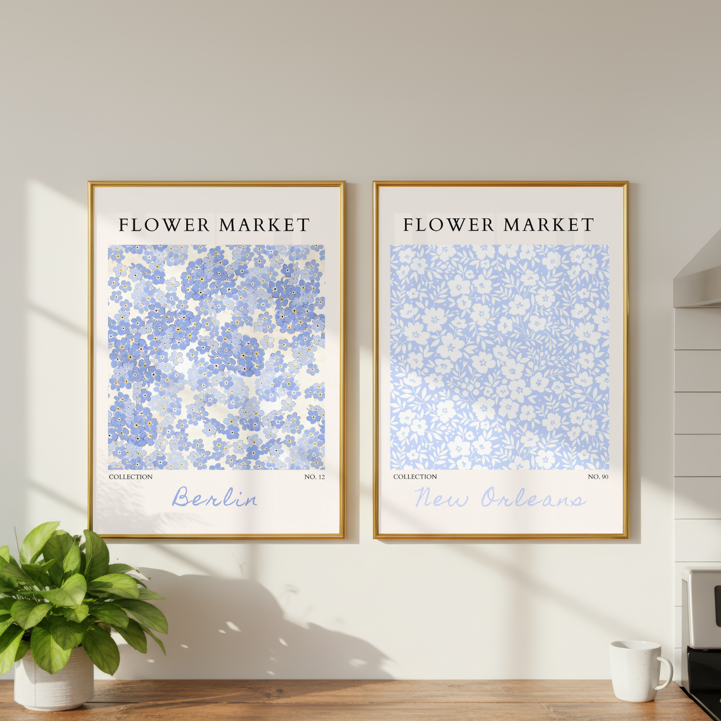 Set of 2 - Berlin & New Orleans Flower Market Prints