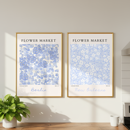Set of 2 - Berlin & New Orleans Flower Market Prints