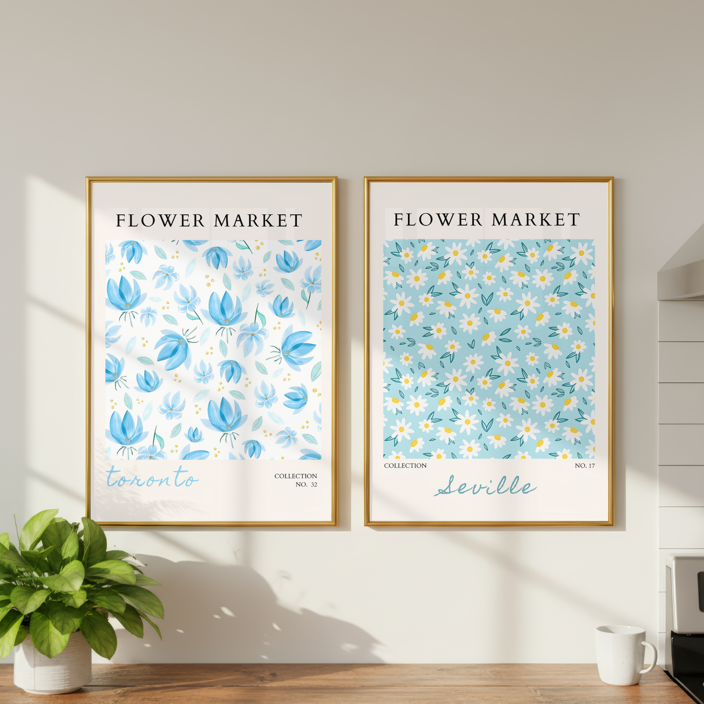 Set of 2 - Toronto & Seville Flower Market Prints