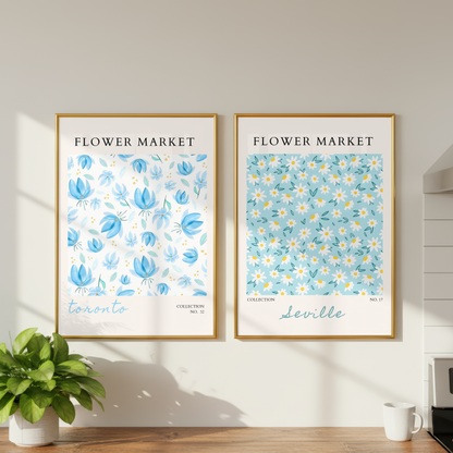 Set of 2 - Toronto & Seville Flower Market Prints