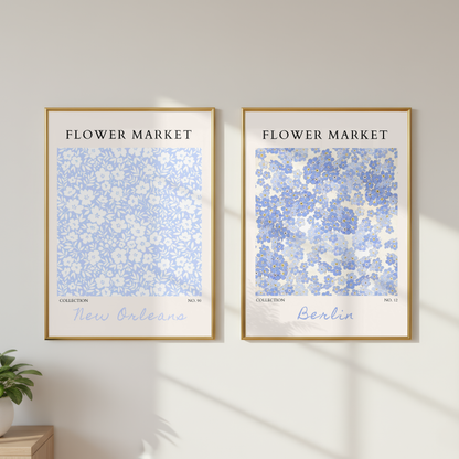 Set of 2 - Berlin & New Orleans Flower Market Prints