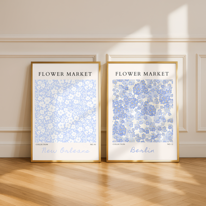 Set of 2 - Berlin & New Orleans Flower Market Prints