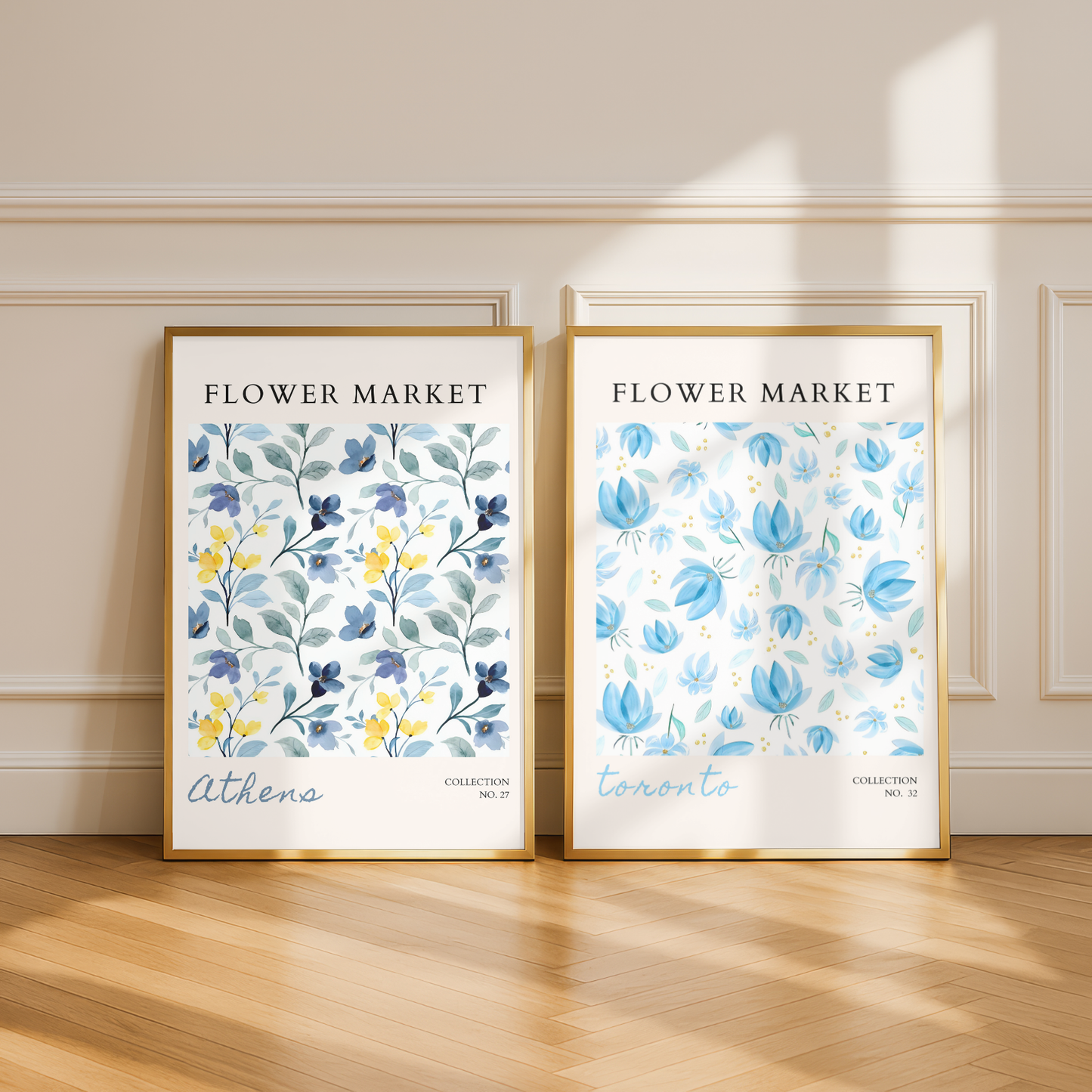 Set of 2 - Athens & Dublin Flower Market Prints