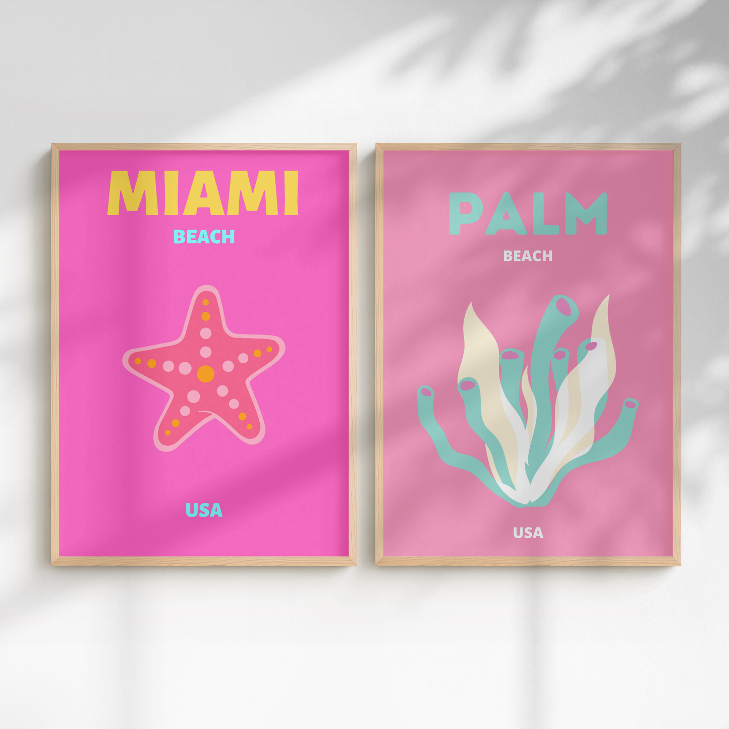 Set of 2 Miami & Palm Beach Coastal Prints