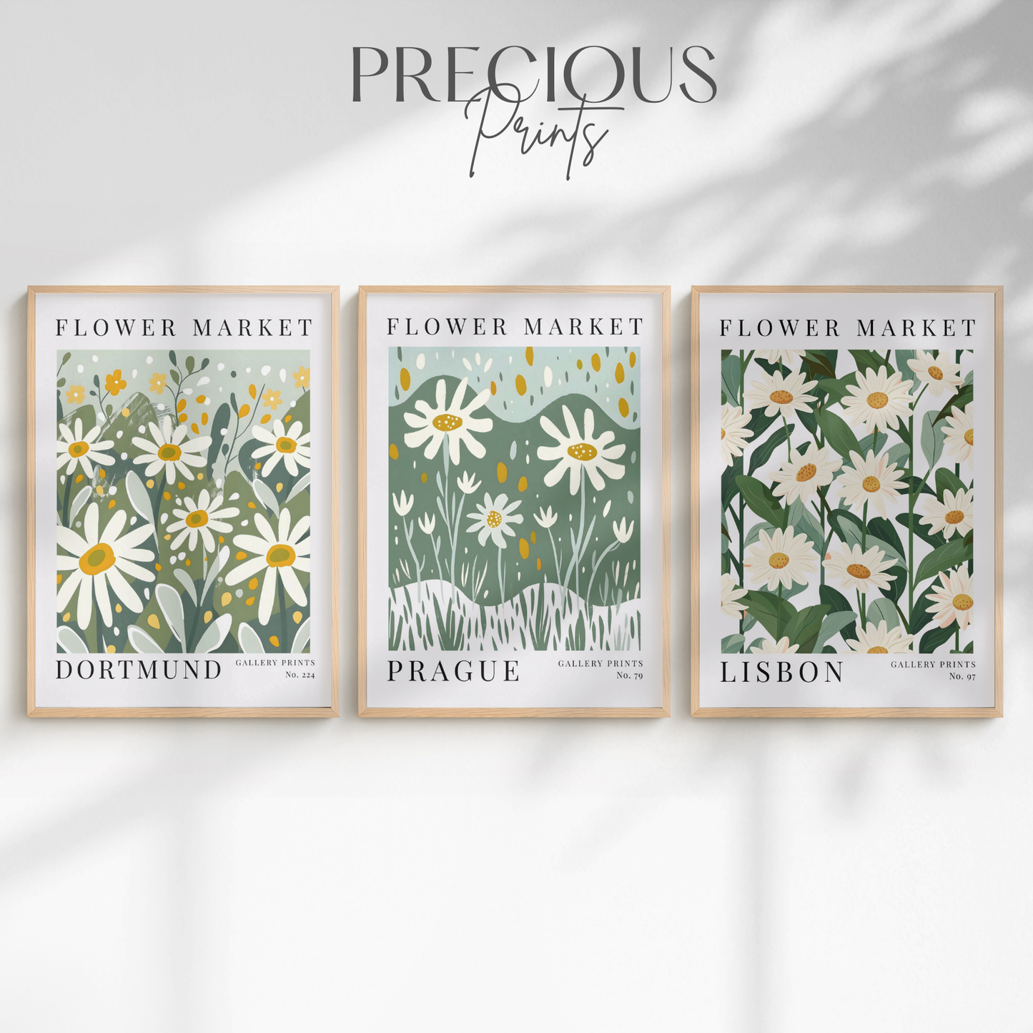 Set of 3 Daisy Flower Market Prints