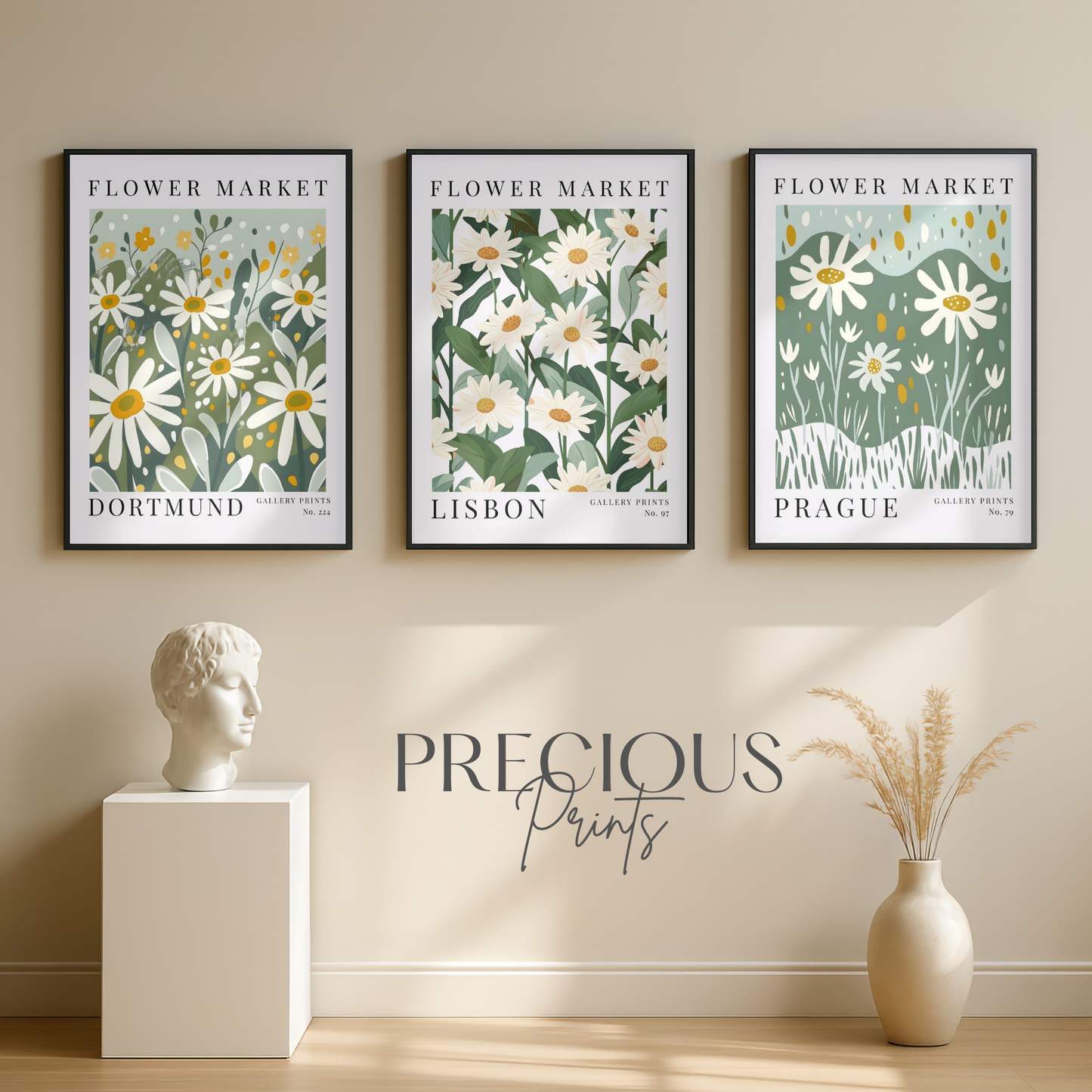 Set of 3 Daisy Flower Market Prints