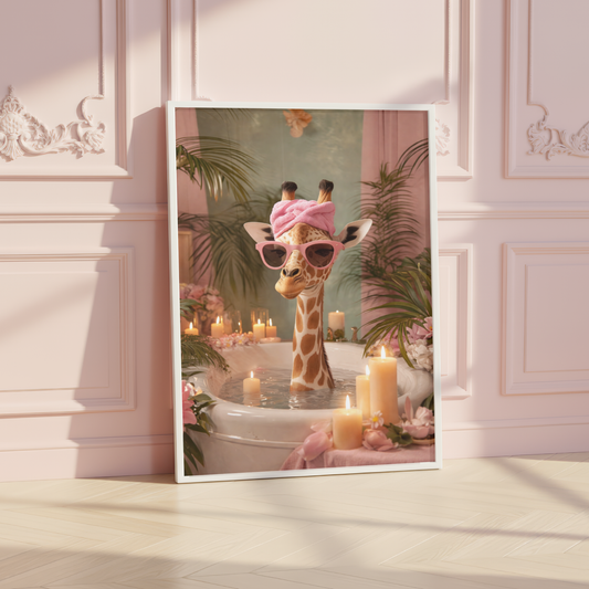 Glam Giraffe Bathroom Wall Art