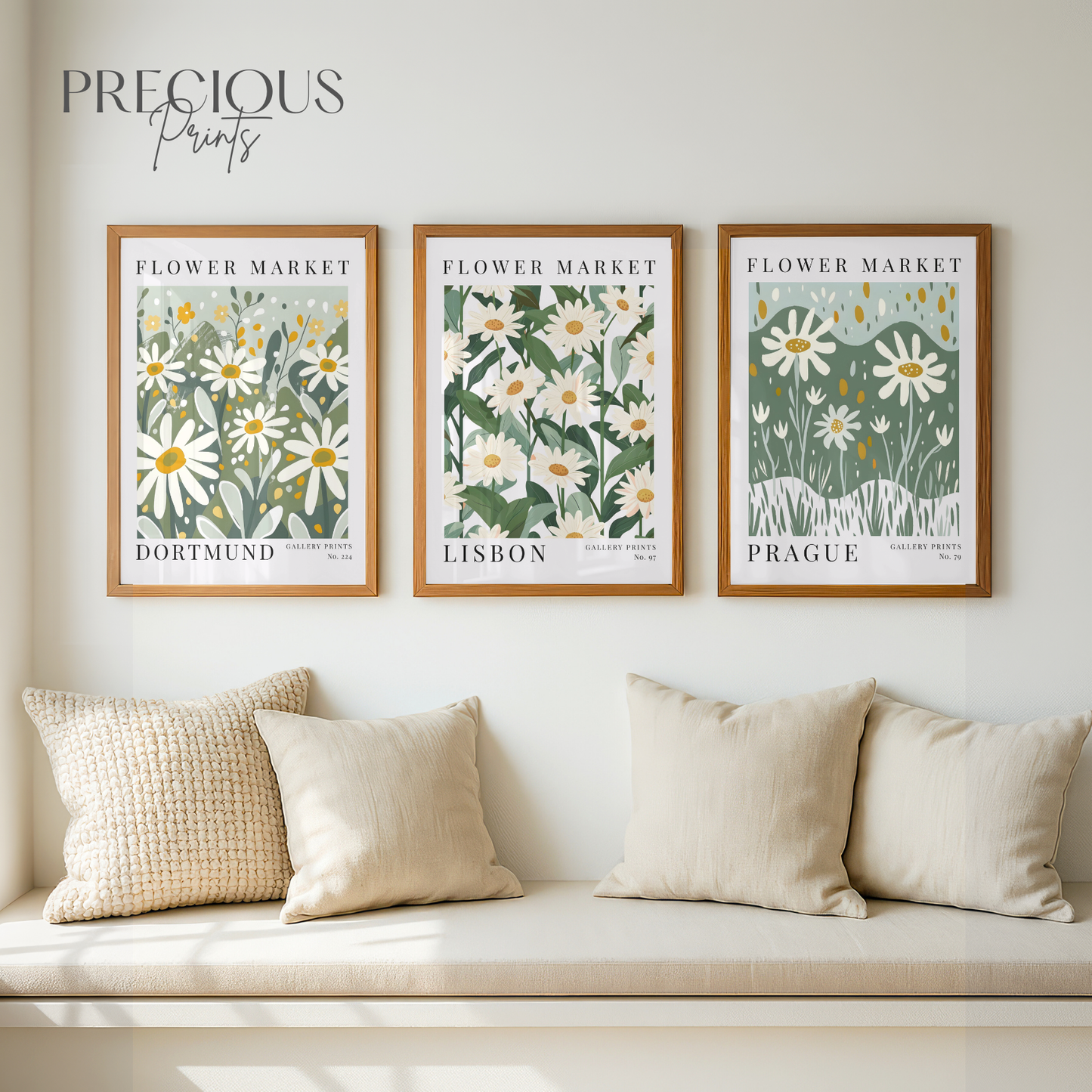 Set of 3 Daisy Flower Market Prints
