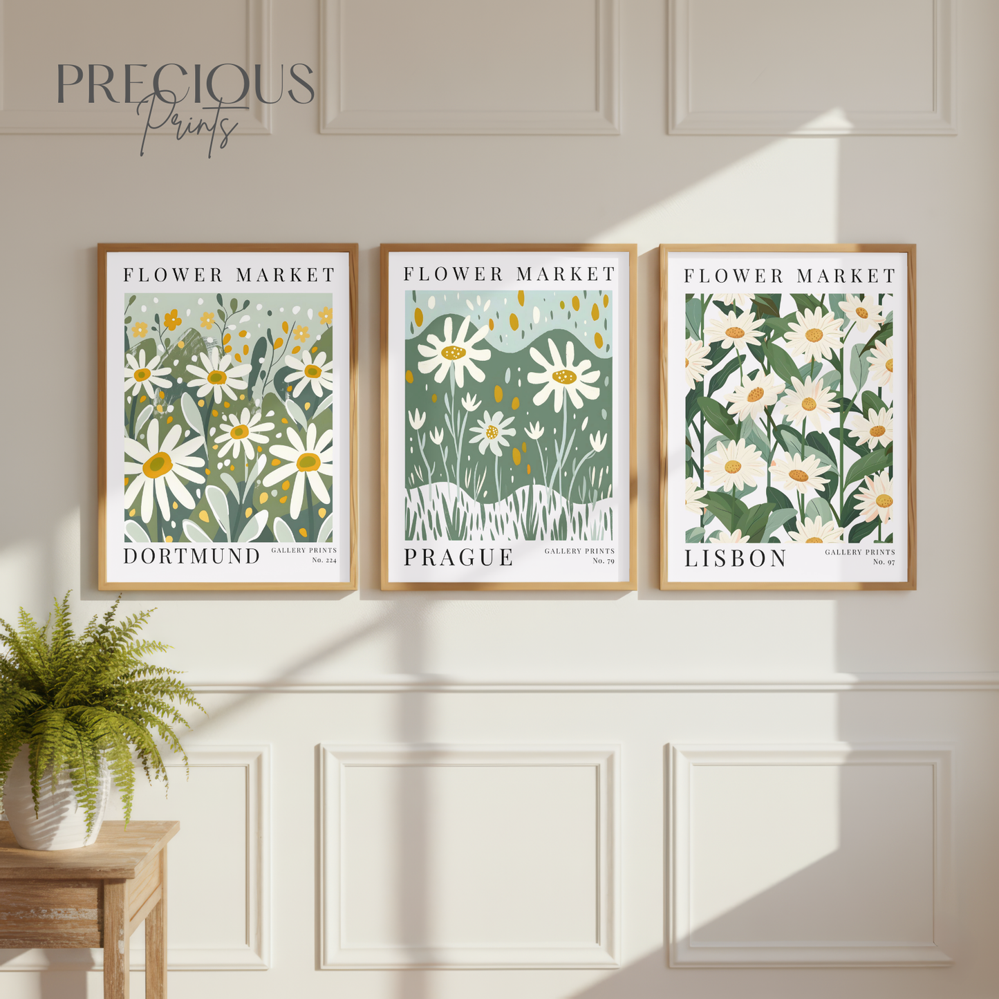 Set of 3 Daisy Flower Market Prints