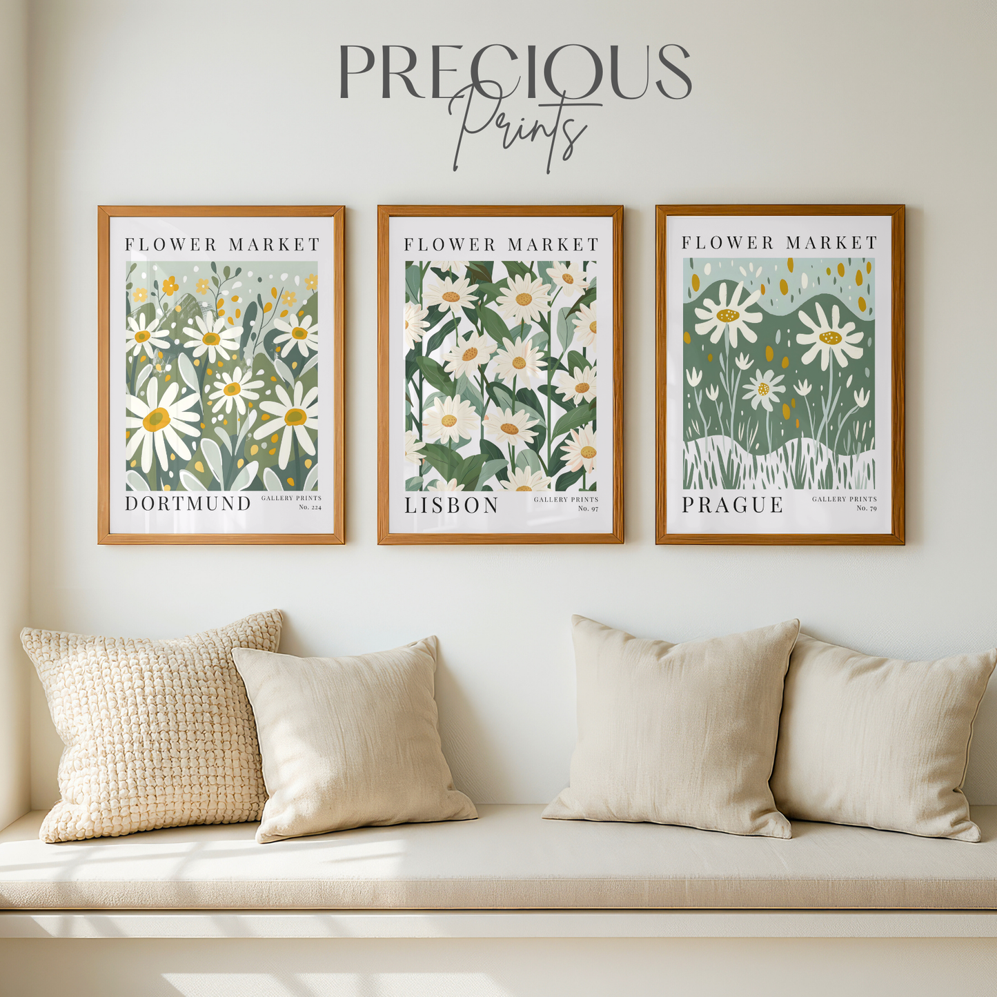 Set of 3 Daisy Flower Market Prints