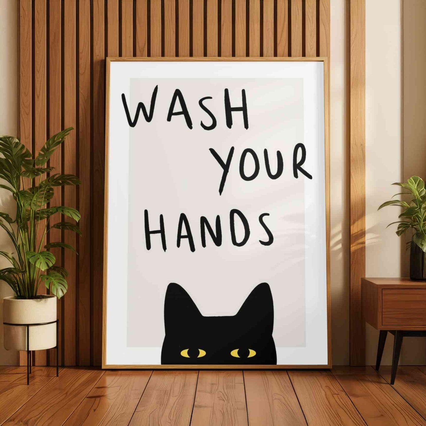 Funny Cat Bathroom Print - Wash Your Hands