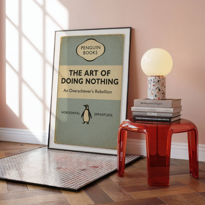 Funny Penguin Book Print - The Art of Doing Nothing