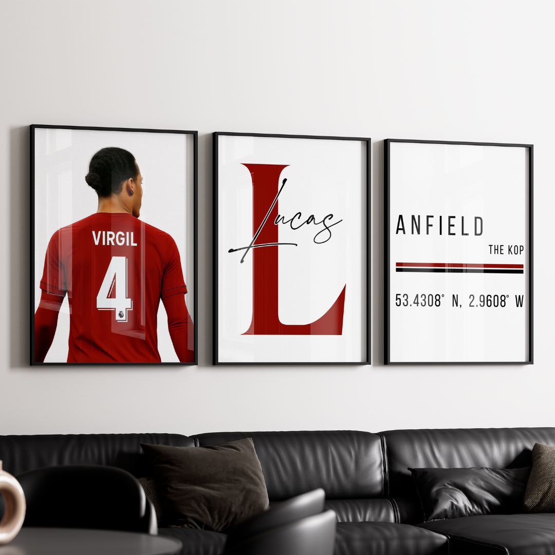 Set of 3 Personalised Virgil Van Dijk Prints