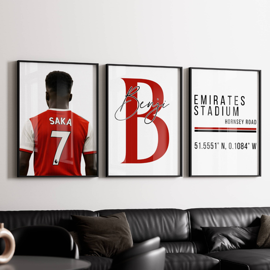 Set of 3 Personalised Bukayo Saka Prints