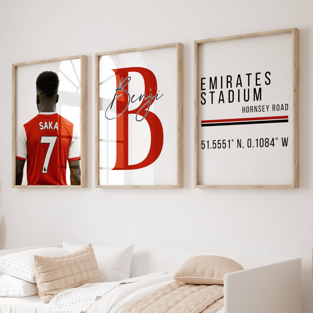 Set of 3 Personalised Bukayo Saka Prints