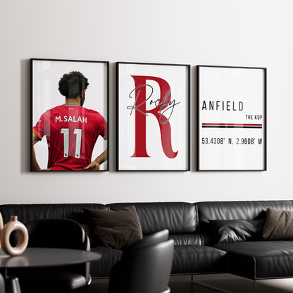 Set of 3 Personalised Mo Salah Prints