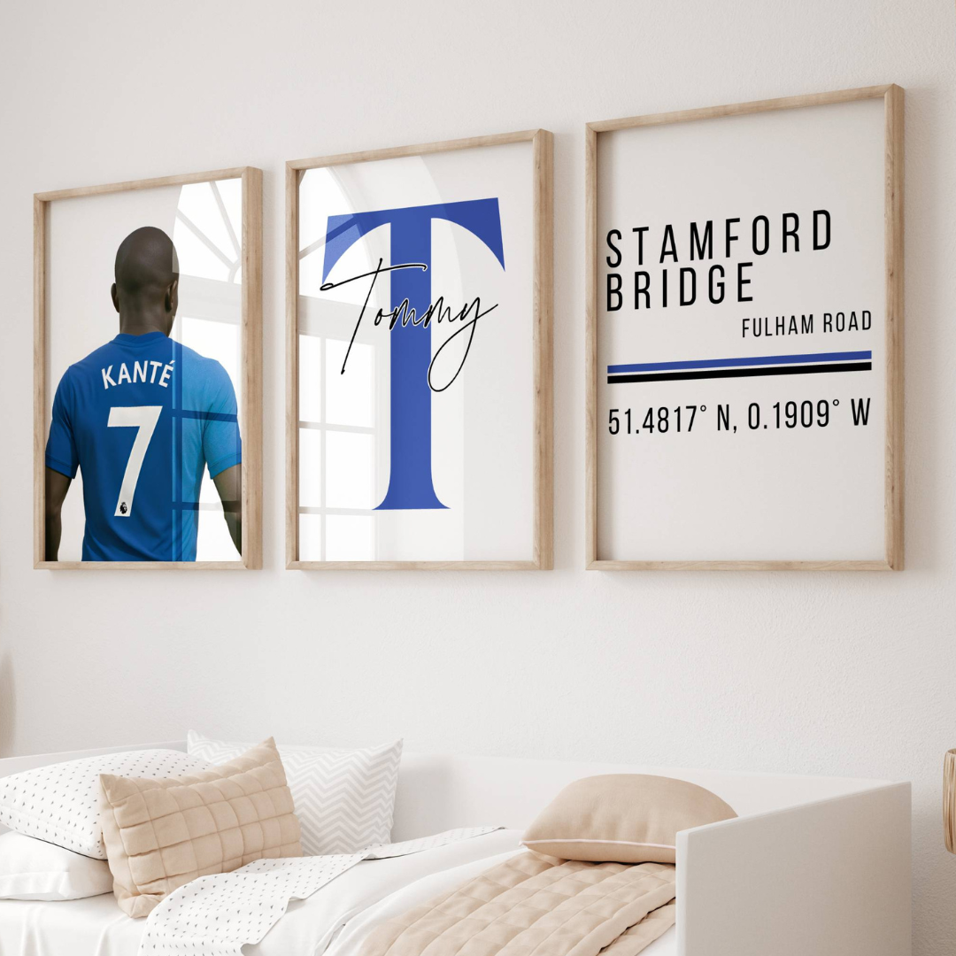 Set of 3 Personalised N'Golo Kanté Prints