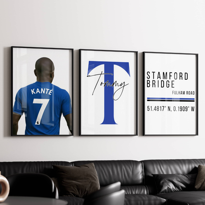 Set of 3 Personalised N'Golo Kanté Prints