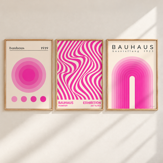Pink Bauhaus Prints Set of 3