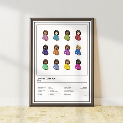 Drake Certified Lover Boy album cover print and minimalist music poster. One of 8 matching designs to collect from KG Print Boutique.