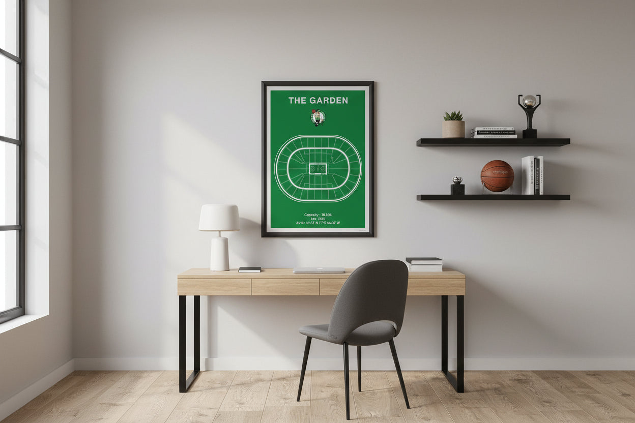 Boston Celtics Basketball Stadium Poster